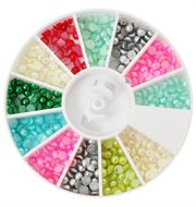 Perlesten 3 mm i 12 farver i hjul - 600 stk