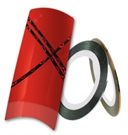 Rød/sort nailart tape stripe - Design metallic